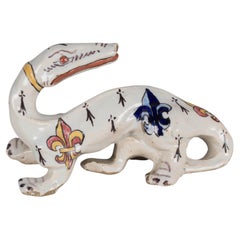 19th Century French Desvres Fourmaintraux Freres Faience Salamander