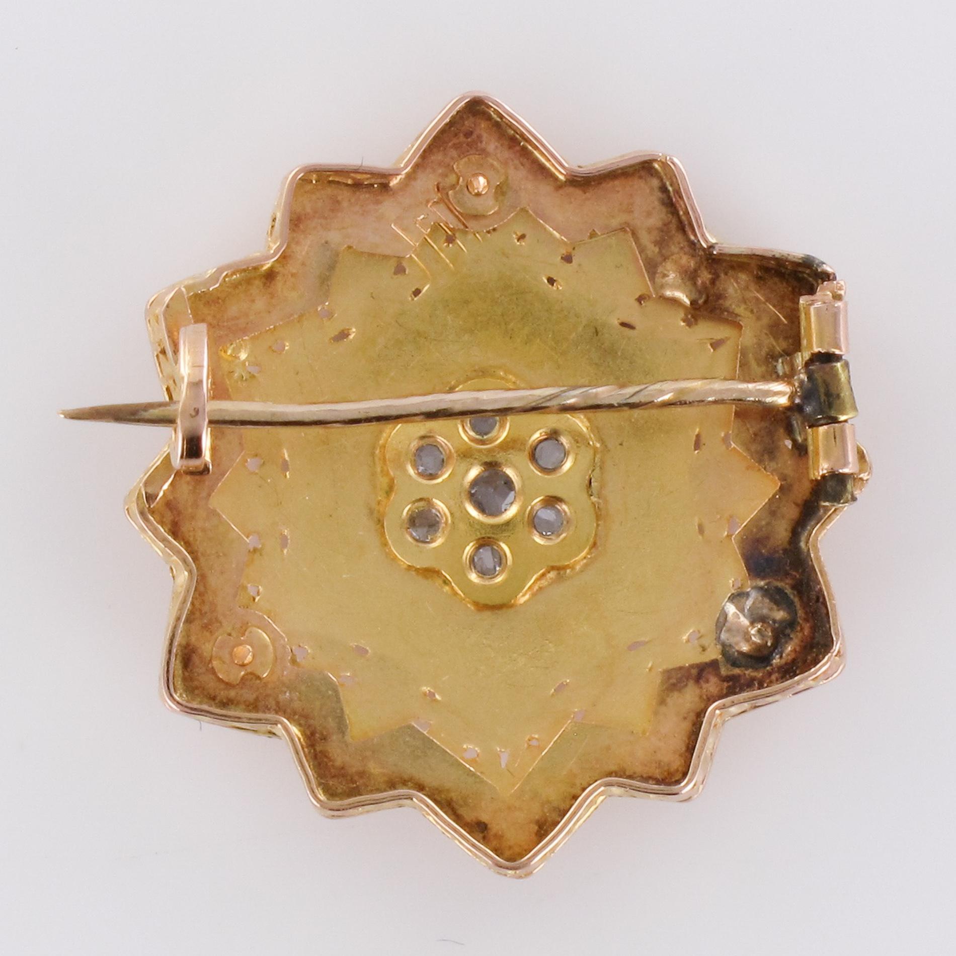 19th Century French Diamond 18 Karat Rose Gold Brooch 8