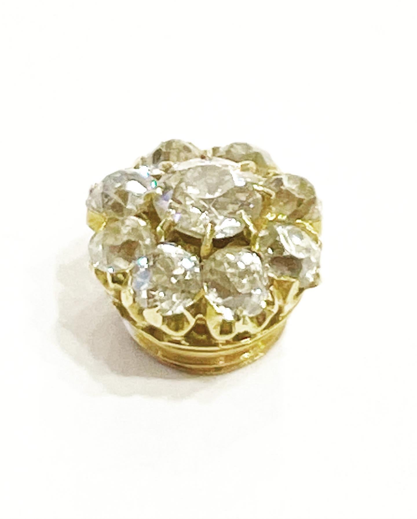 19th Century French Diamond 18K Yellow Gold Removable Set, Ring and Brooch  1