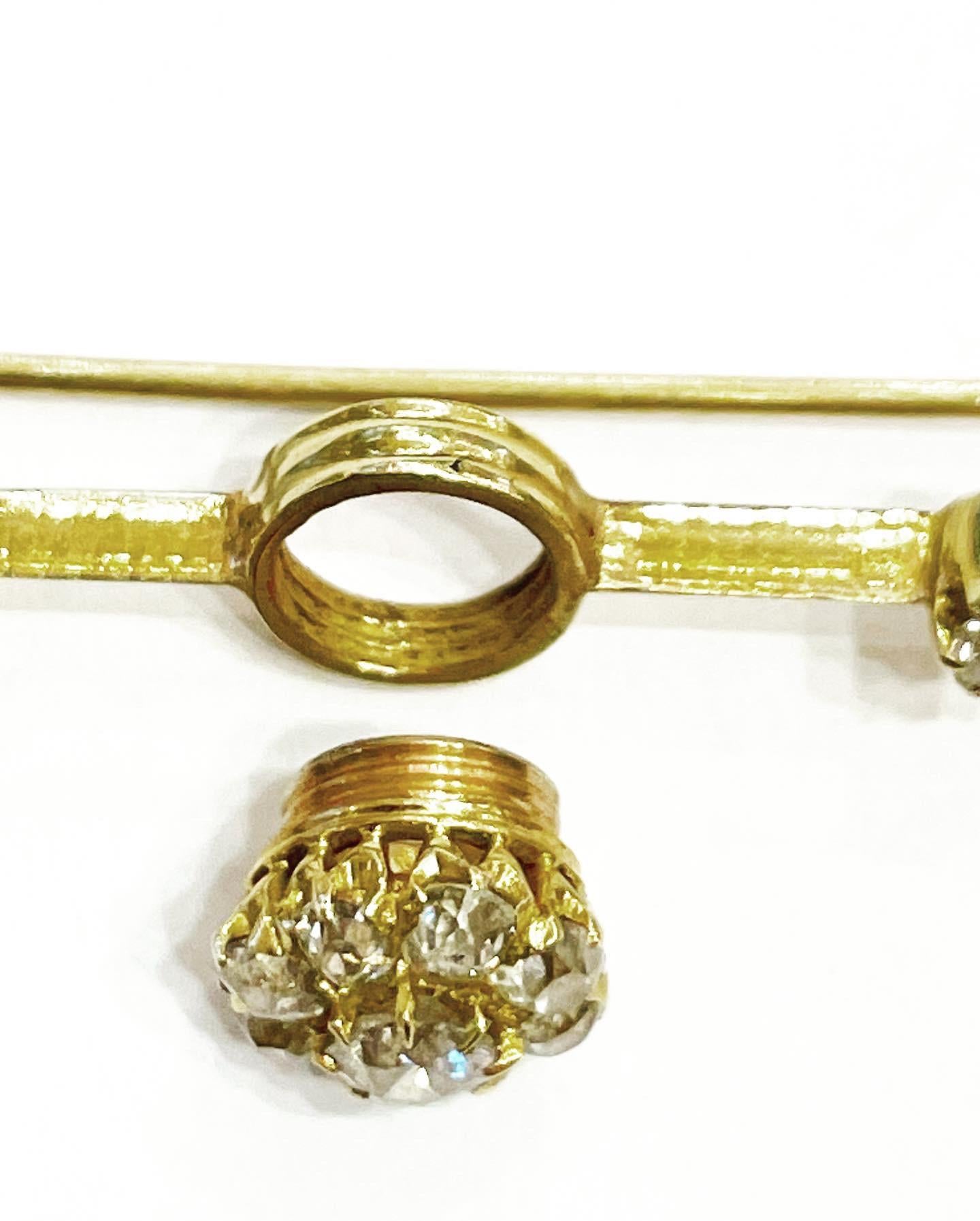 19th Century French Diamond 18K Yellow Gold Removable Set, Ring and Brooch  2