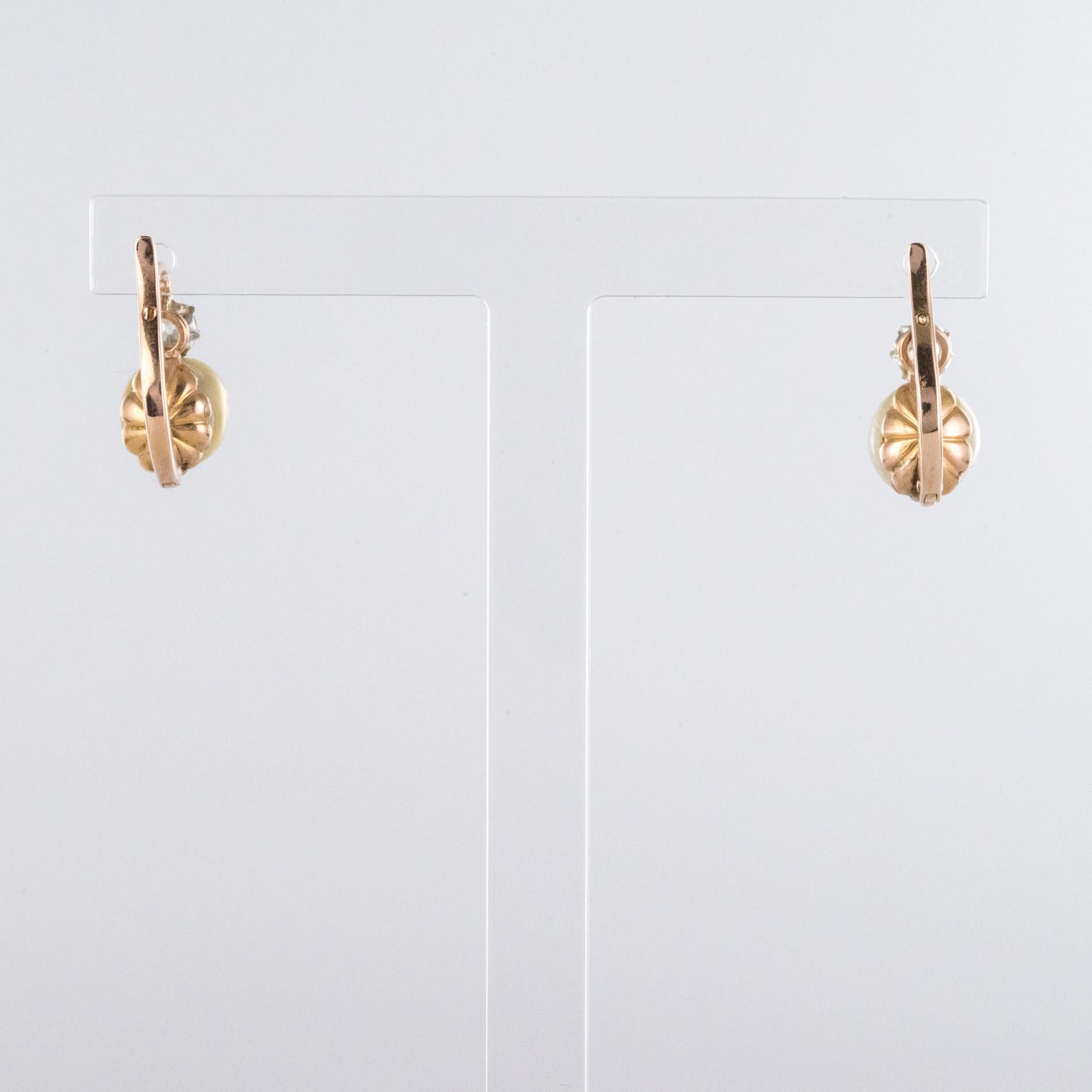 Set di orecchini e anelli di perle naturali con diamanti francesi del XIX secolo in vendita 5