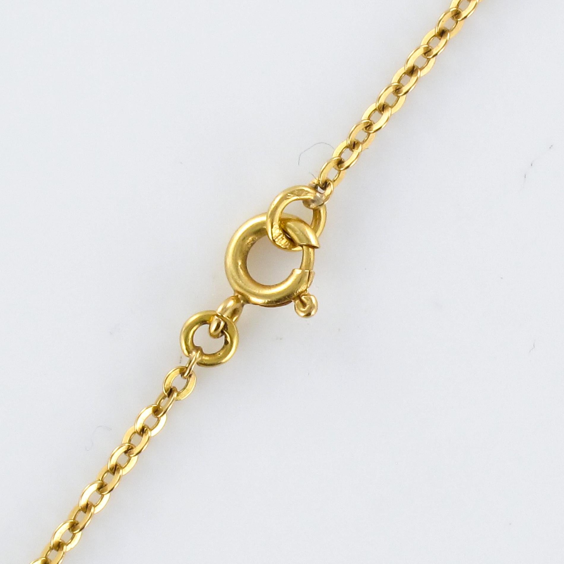 19th Century French Diamond Onyx 18 Karat Yellow Gold Belt Pendant Necklace 5