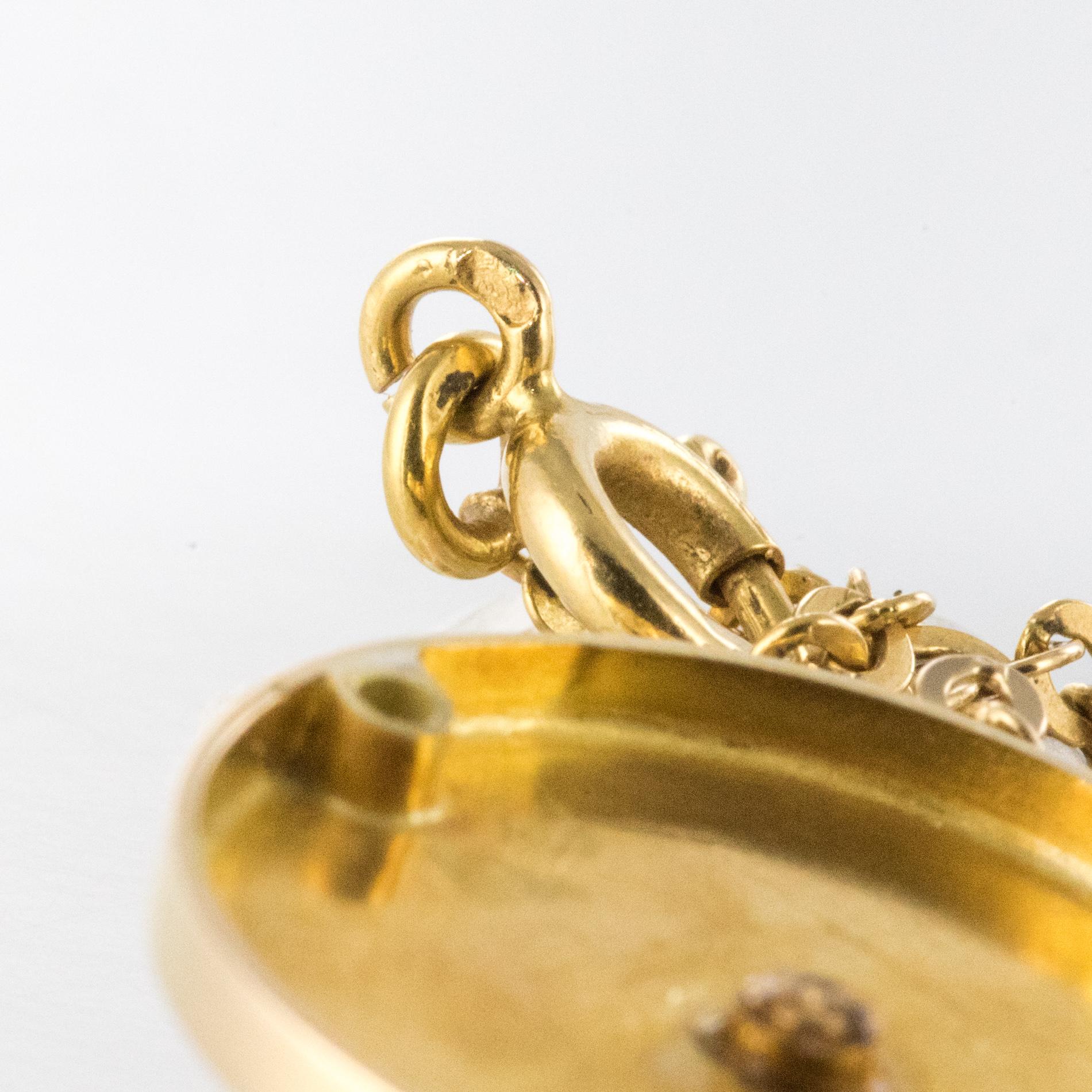 19th Century French Diamond Onyx 18 Karat Yellow Gold Belt Pendant Necklace 7