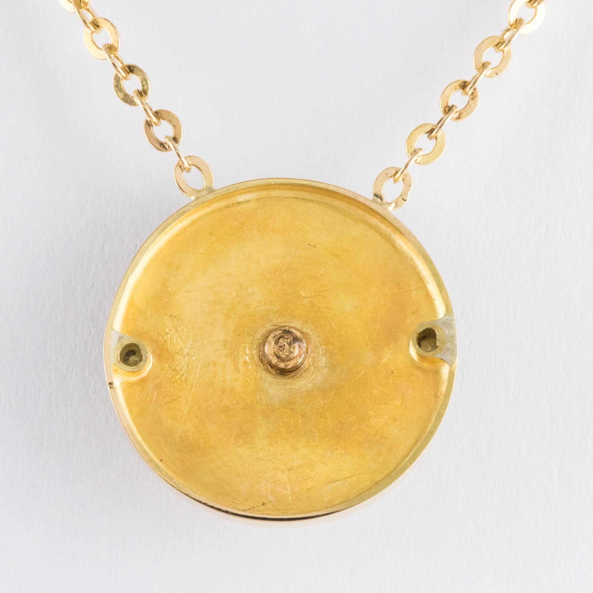 19th Century French Diamond Onyx 18 Karat Yellow Gold Belt Pendant Necklace 3
