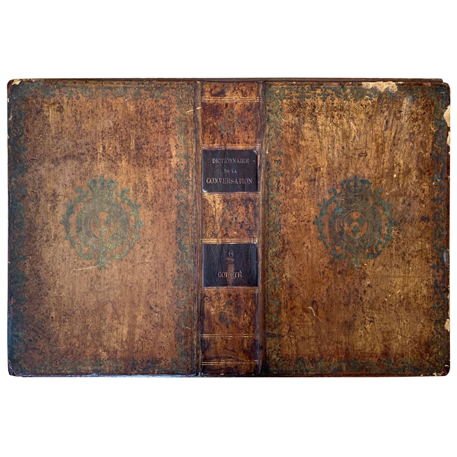 19th Century French Dictionary Cover as Folio "Dictionnaire de la Conversation"
