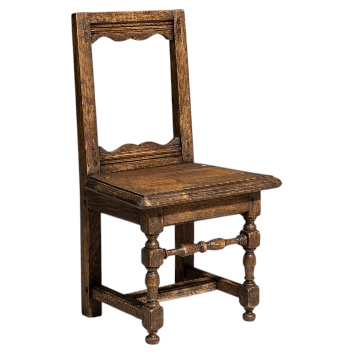 19th Century French Dining Chair, Natural Oak and Rush Seat, Antique For Sale