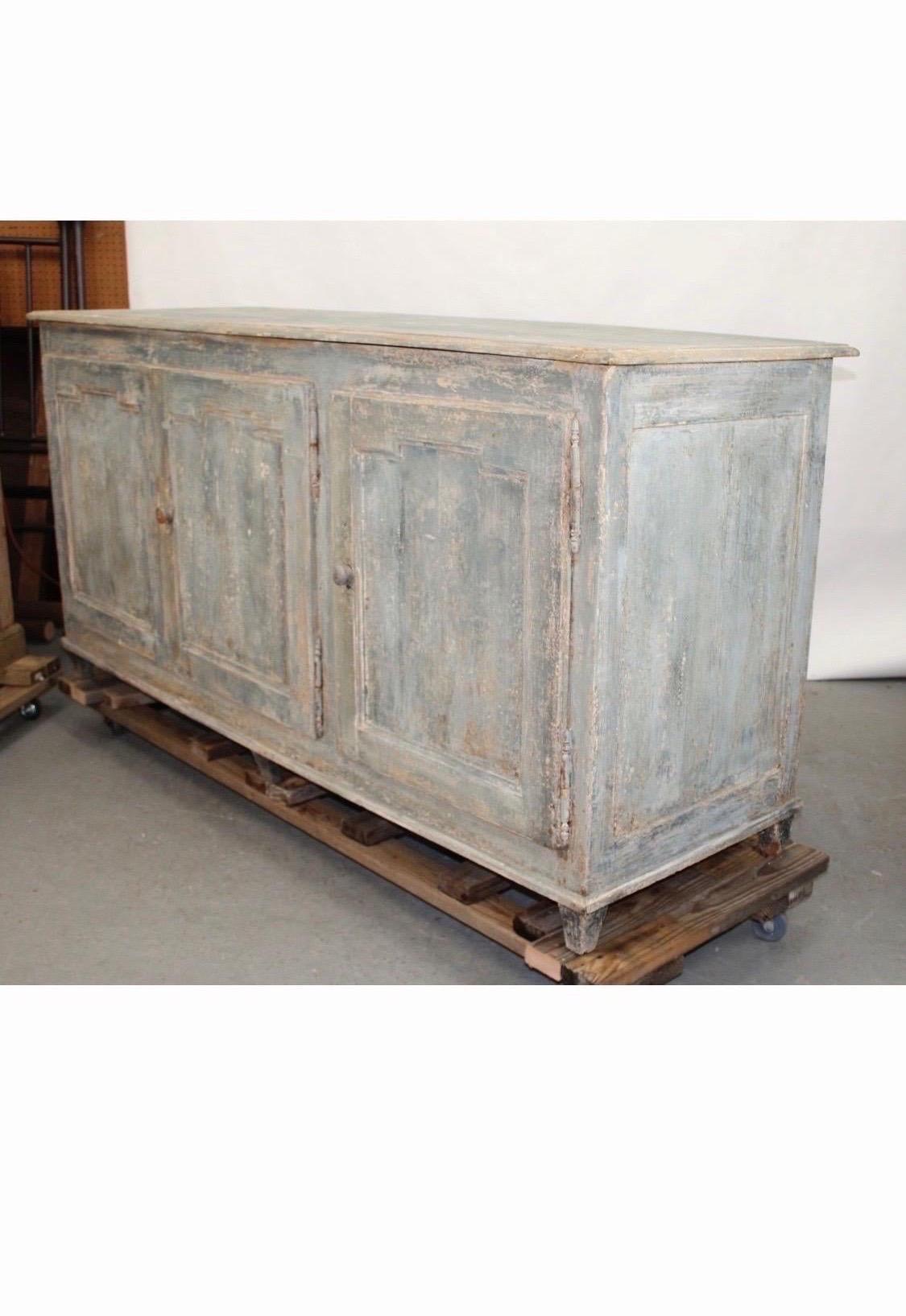 19. Jahrhundert Französisch Directiore Stil gemalt Kiefer Anrichte Buffet Enfilade (Handgefertigt) im Angebot