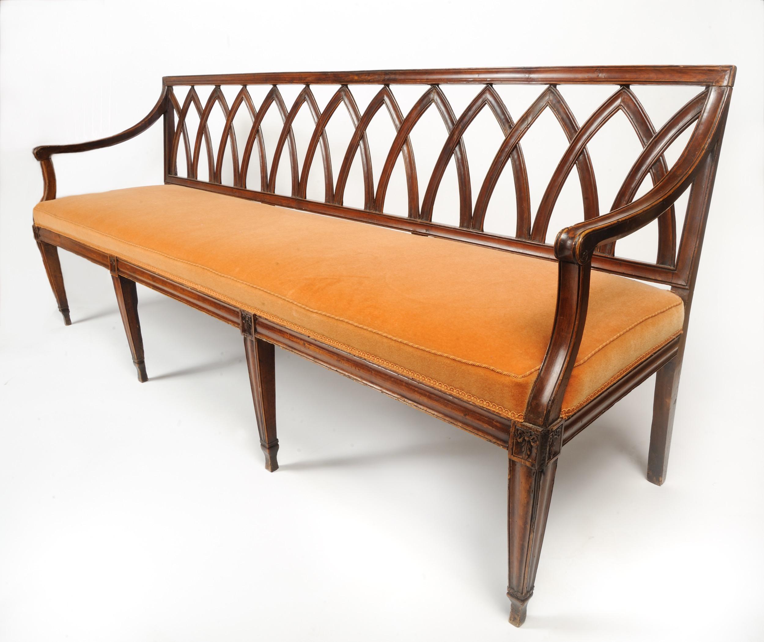 Hand-Carved 19th Century French Directoire Bench