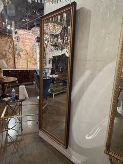 19th Century French Directoire Black and Gold Narrow Mirror