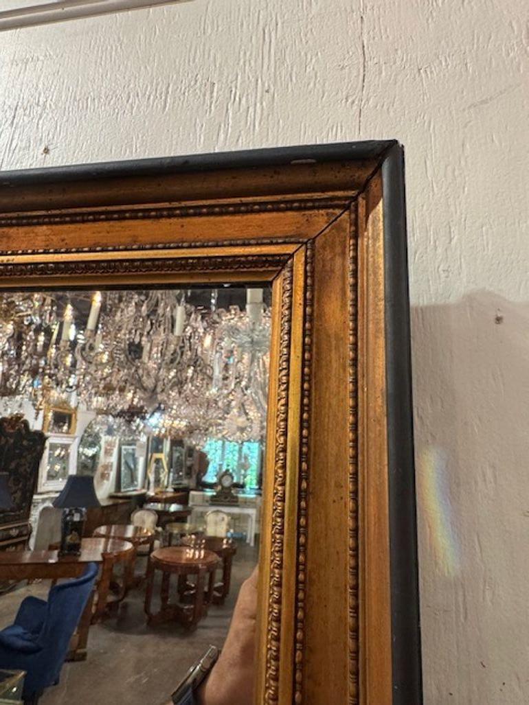 Miroir étroit noir et or Directoire français du 19e siècle Bon état - En vente à Dallas, TX