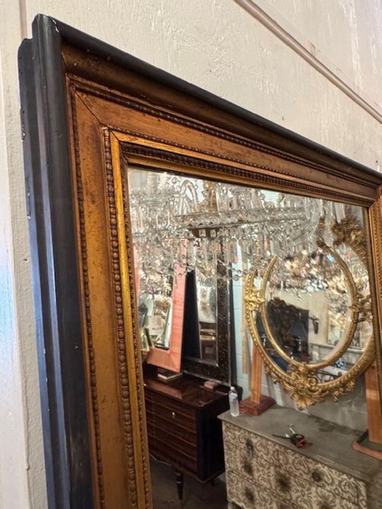 XIXe siècle Miroir étroit noir et or Directoire français du 19e siècle en vente