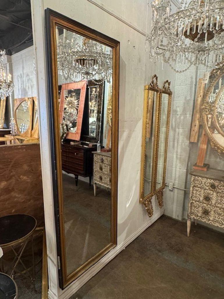 Bois Miroir étroit noir et or Directoire français du 19e siècle en vente
