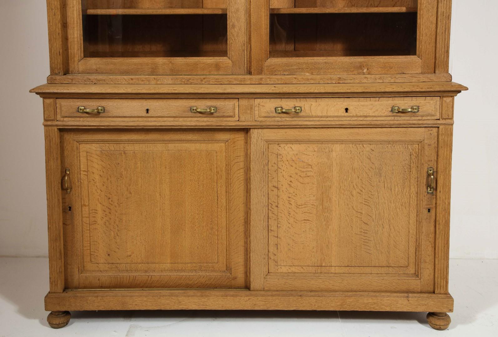 19th Century French Directoire Bleached Oak Bookcase For Sale 6