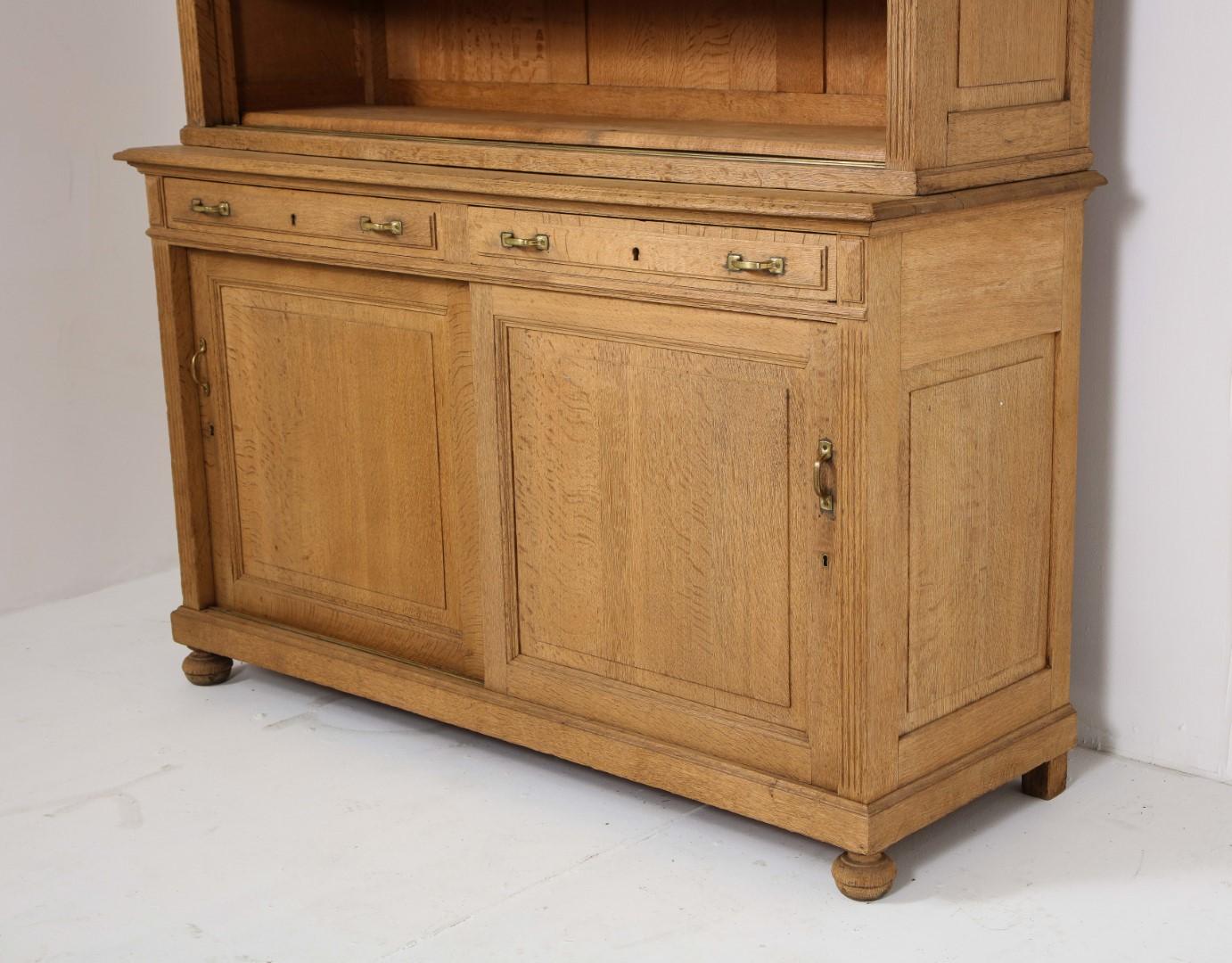 19th Century French Directoire Bleached Oak Bookcase For Sale 5