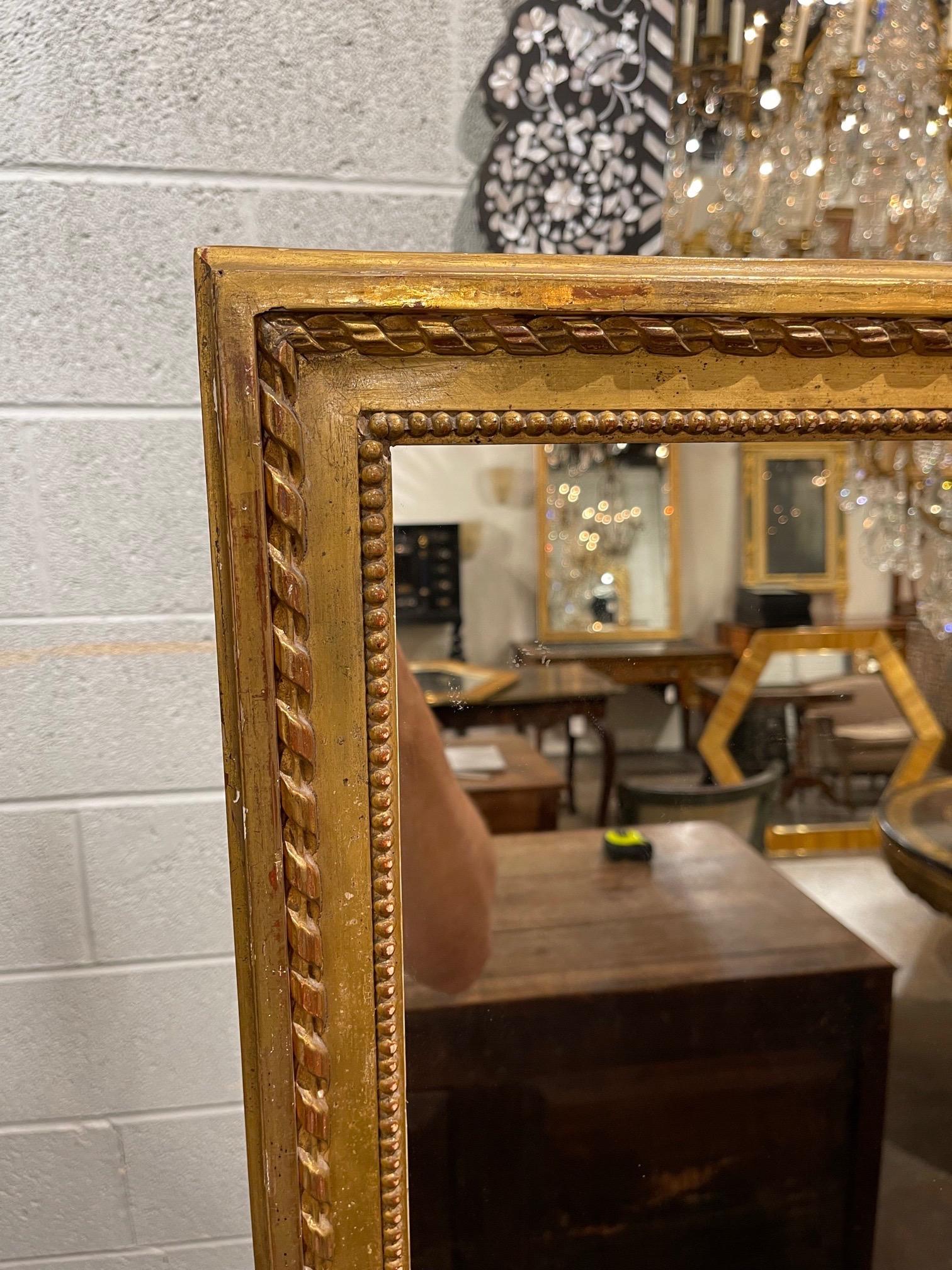 19th Century French Directoire Carved and Giltwood Mirror In Good Condition In Dallas, TX