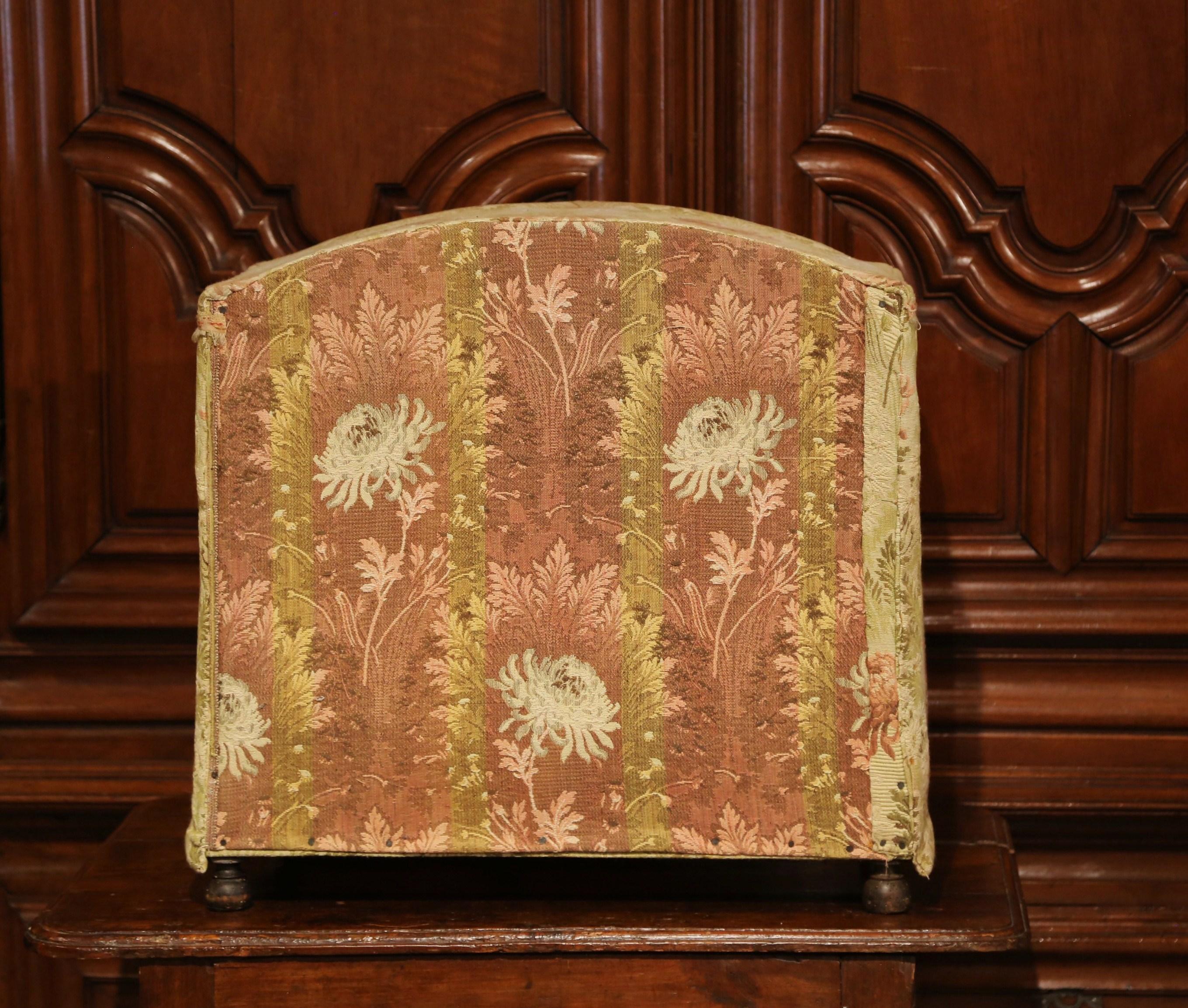 19th Century French Directoire Carved Oak Four-Post Dog House and Vintage Fabric 3