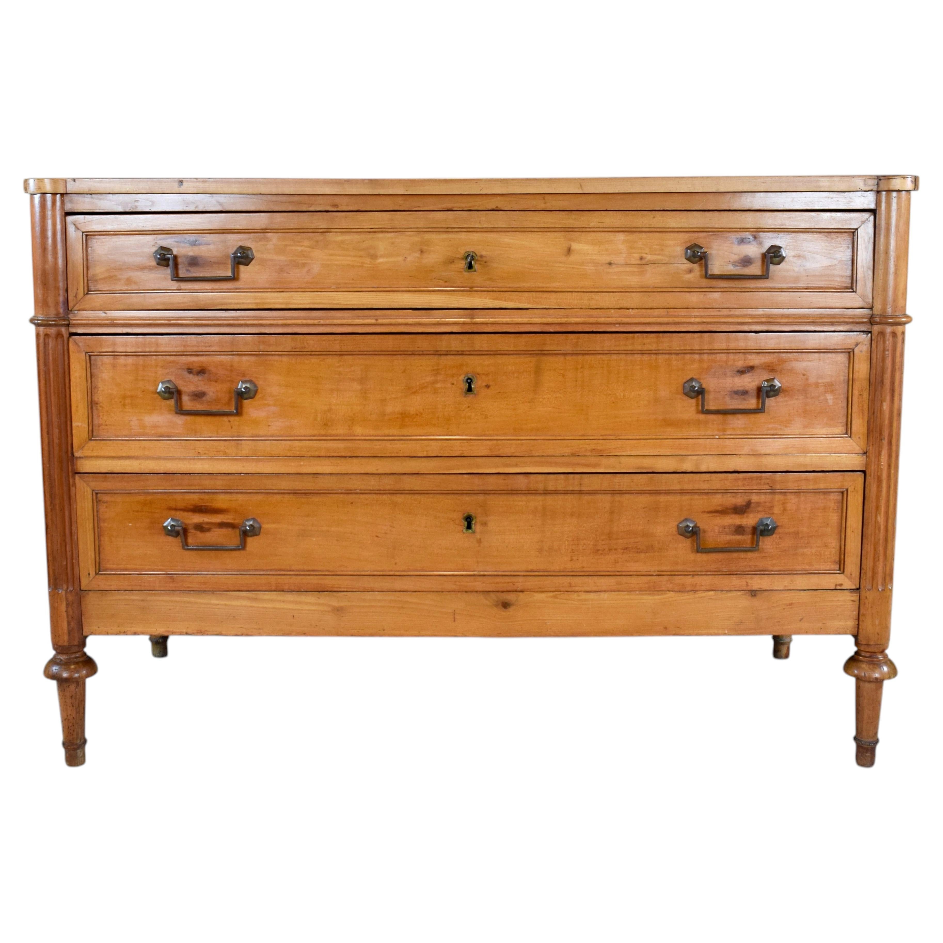19th Century French Directoire Commode in Yew Wood, Neoclassical Style