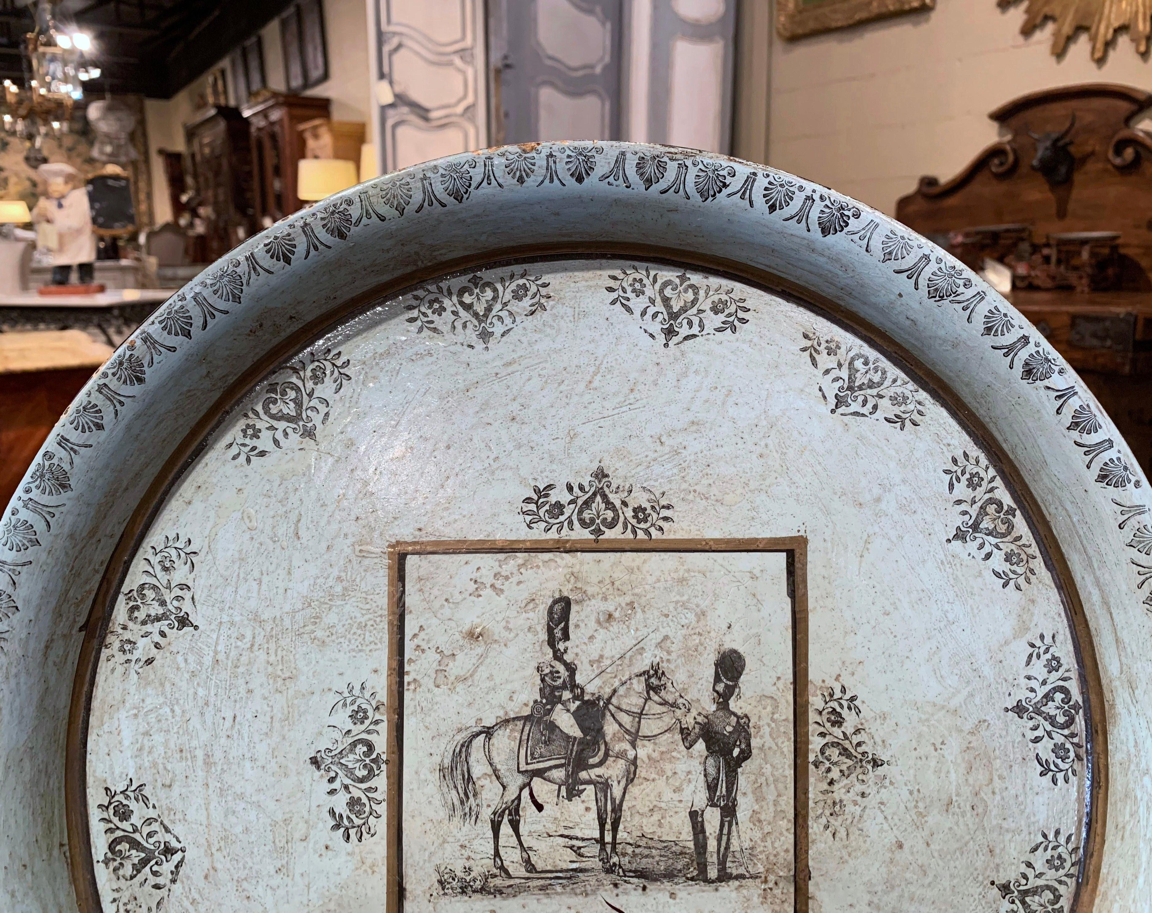 Hand-Painted 19th Century French Directoire Grey and Black Painted Tole Tray