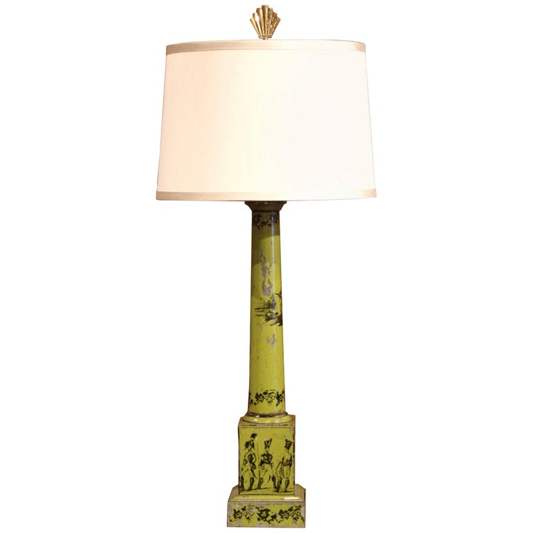 19th Century French Directoire Hand Painted Green And Black Tole 19th Century French Directoire Hand
