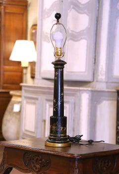 19th Century French Directoire Hand Painted Tole Table Lamp