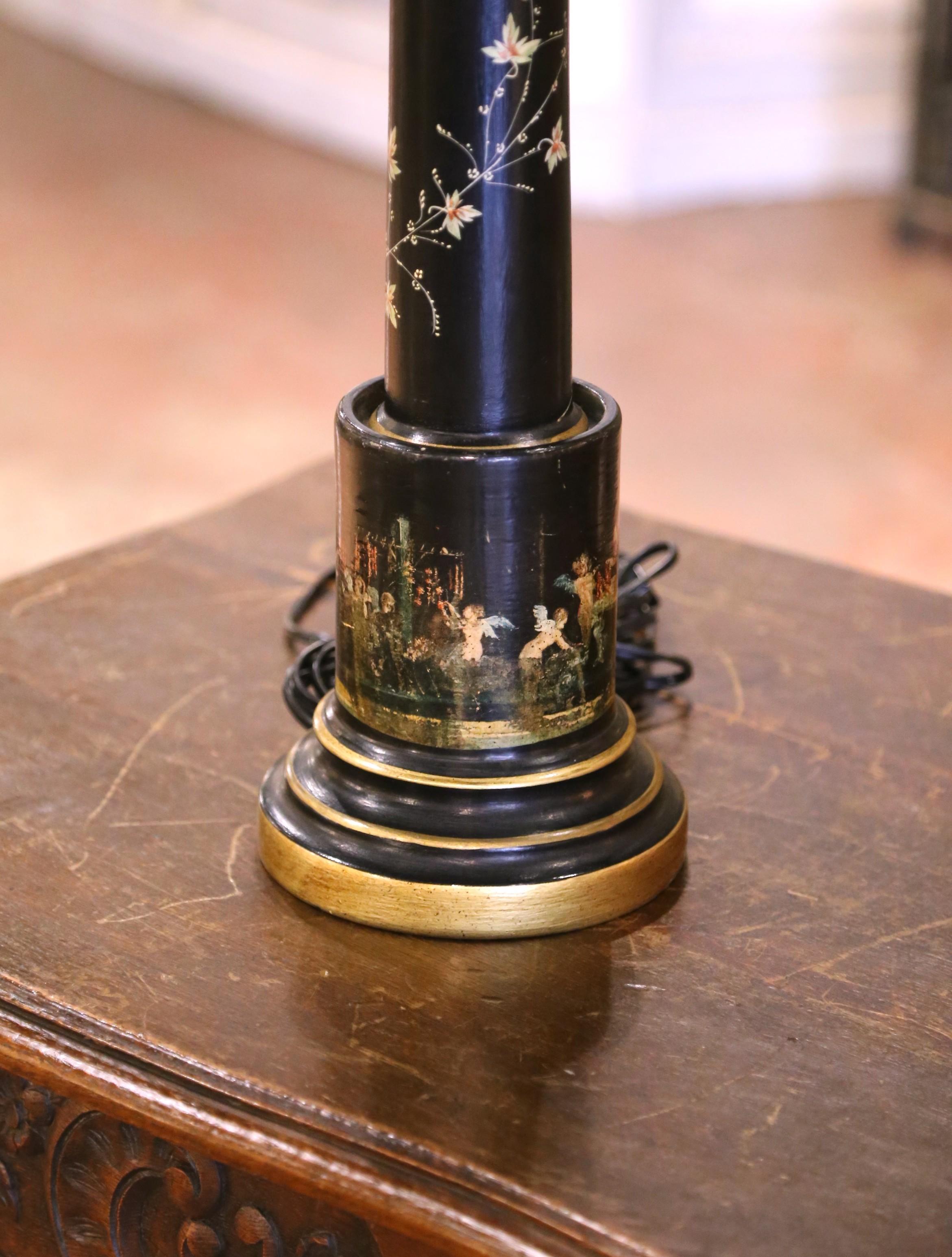 Français Lampe de table Directoire française du 19ème siècle peinte à la main en tôle en vente