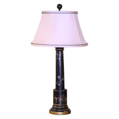 Antique 19th Century French Directoire Hand Painted Tole Table Lamp