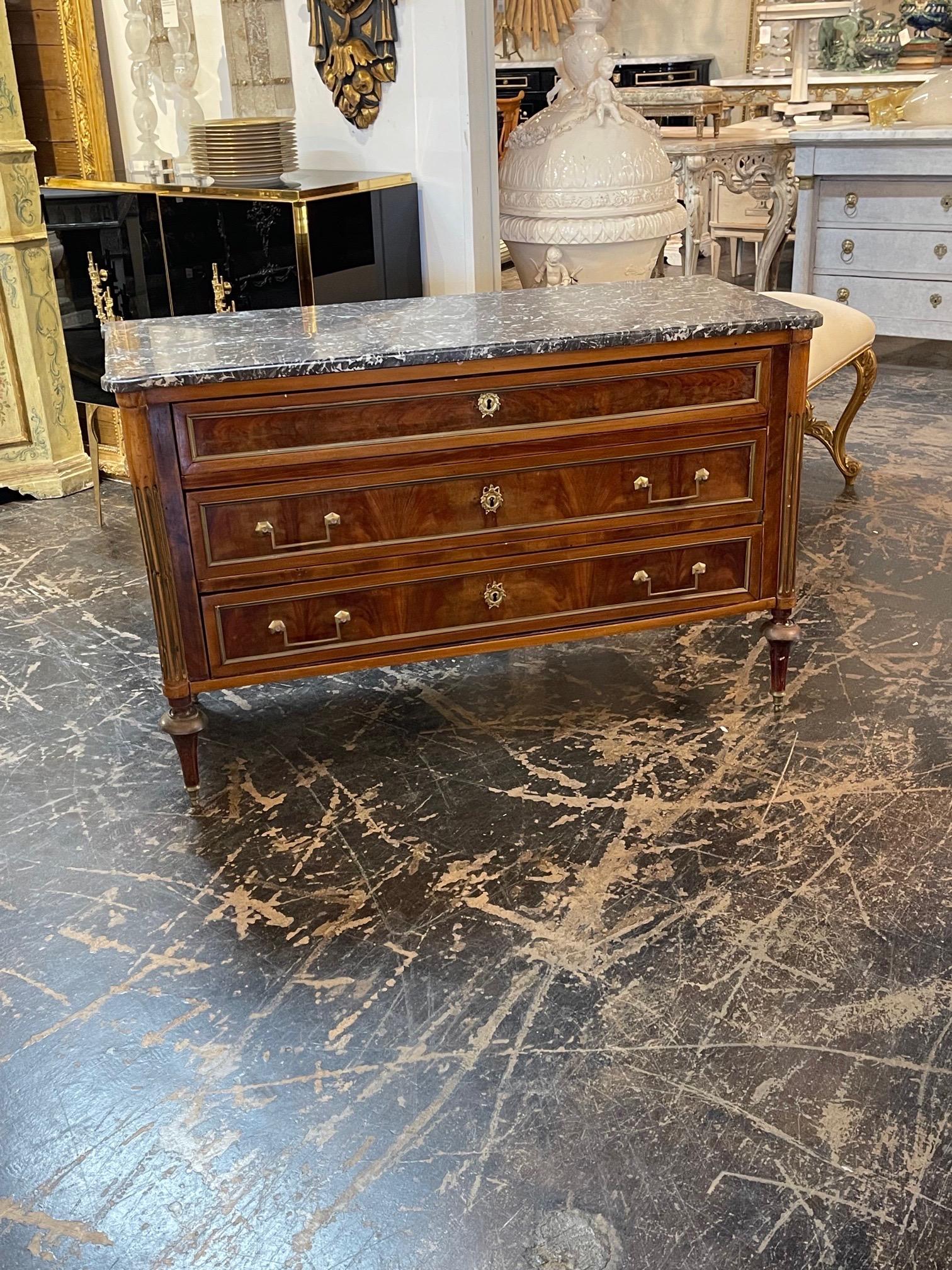 19th Century French Directoire Mahogany Commode with Marble Top 5