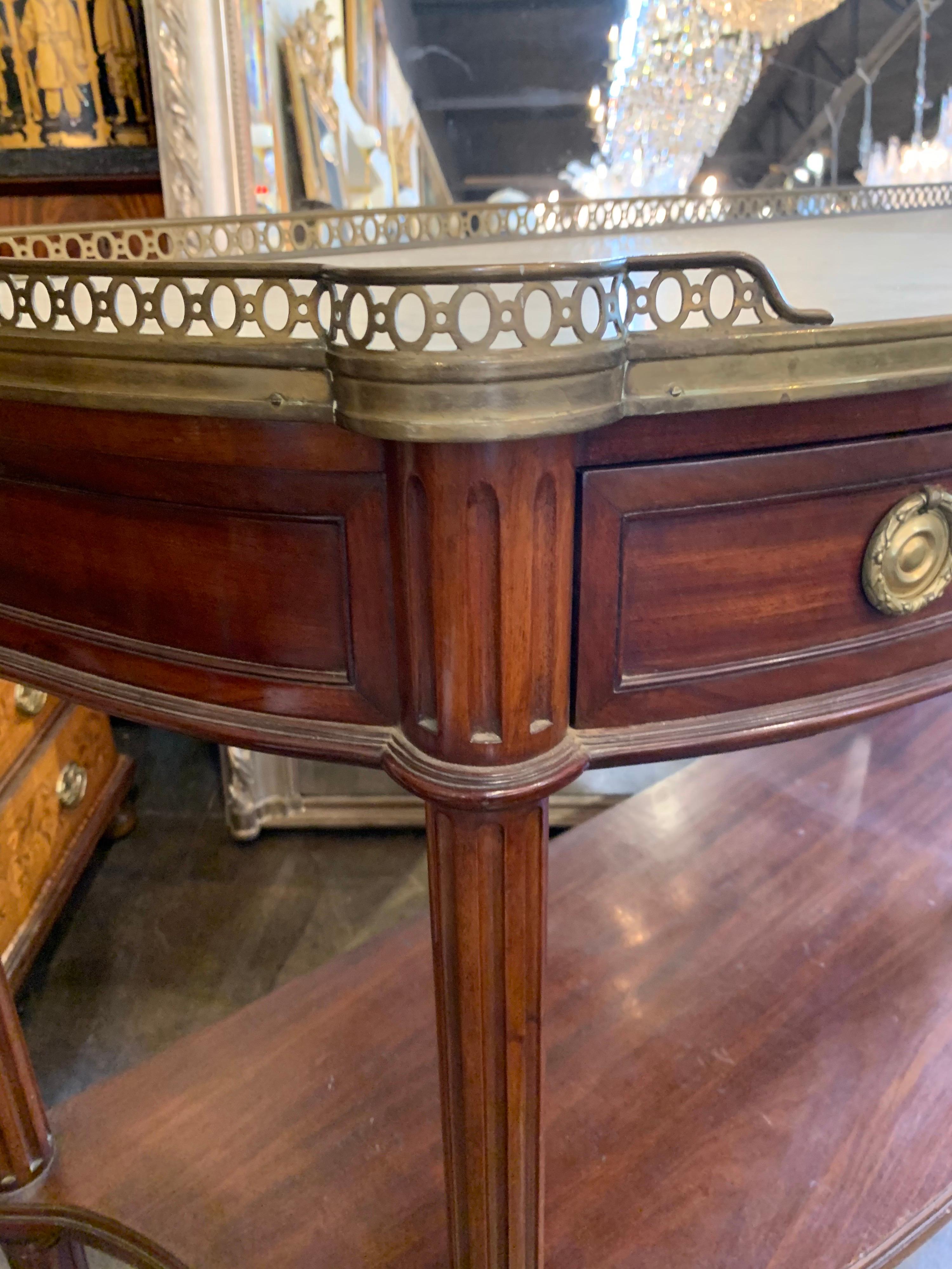 19th Century French Directoire Mahogany Console with Carrara Marble Top 1