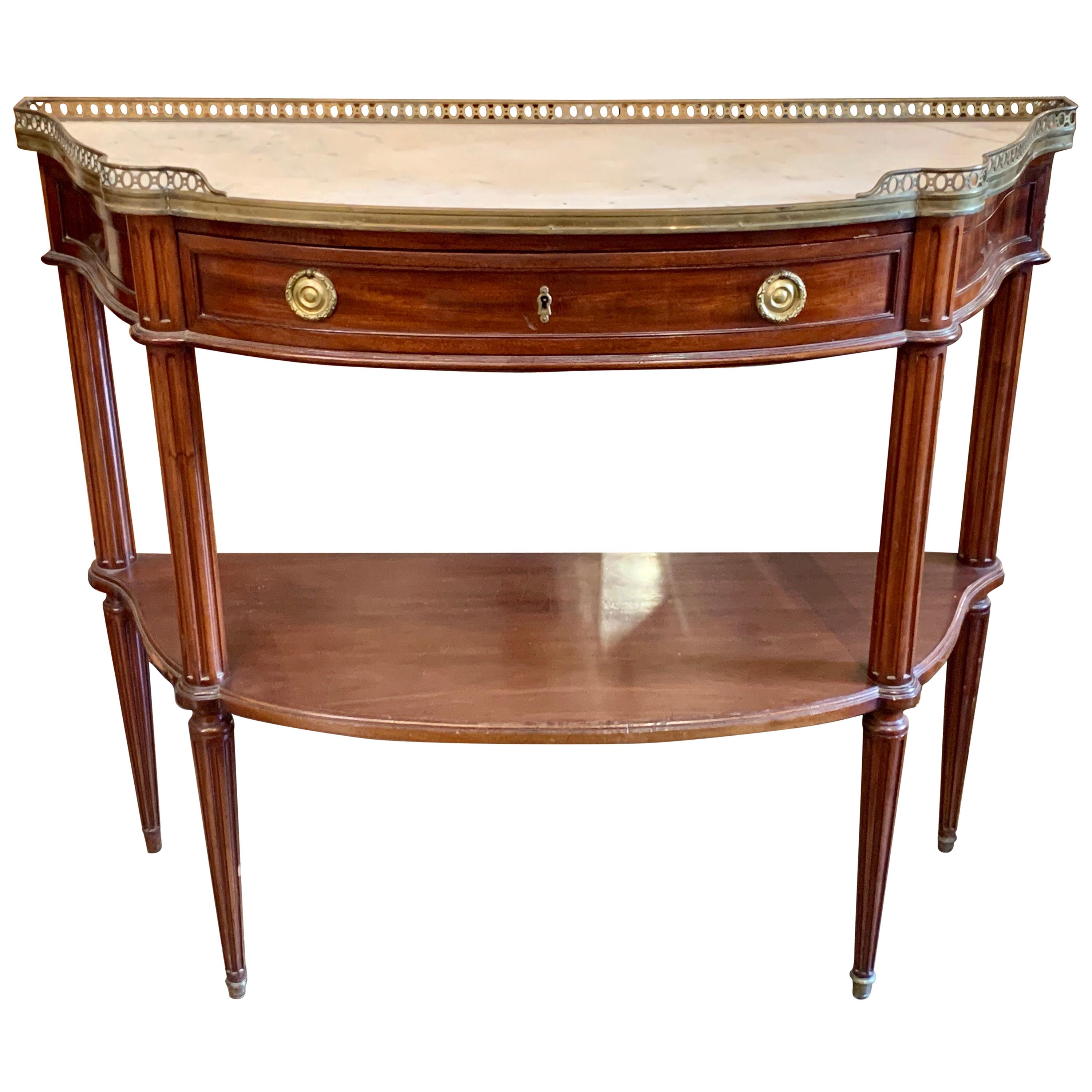 19th Century French Directoire Mahogany Console with Carrara Marble Top