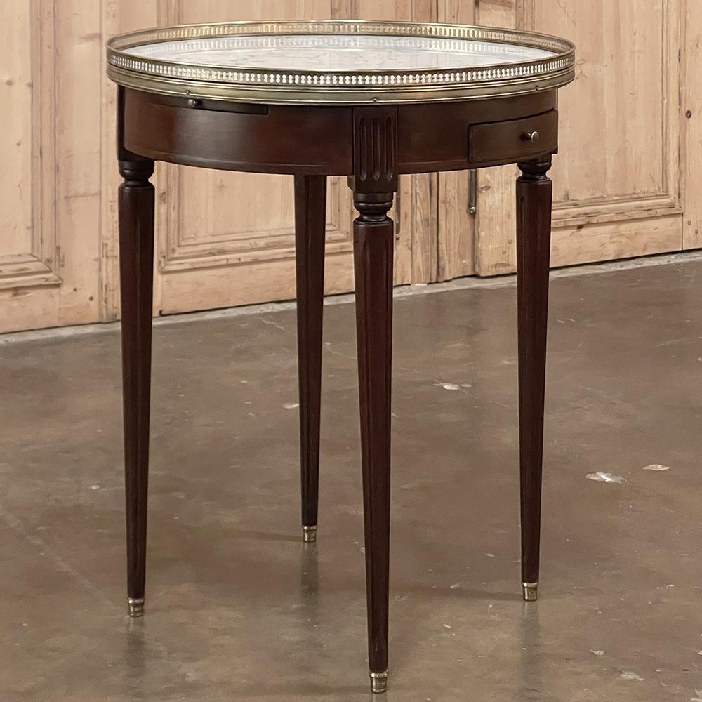 Late 19th Century 19th Century, French Directoire Mahogany Marble Top End Table For Sale