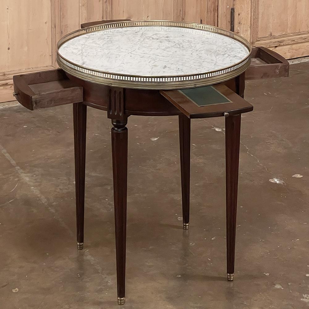 Brass 19th Century, French Directoire Mahogany Marble Top End Table For Sale