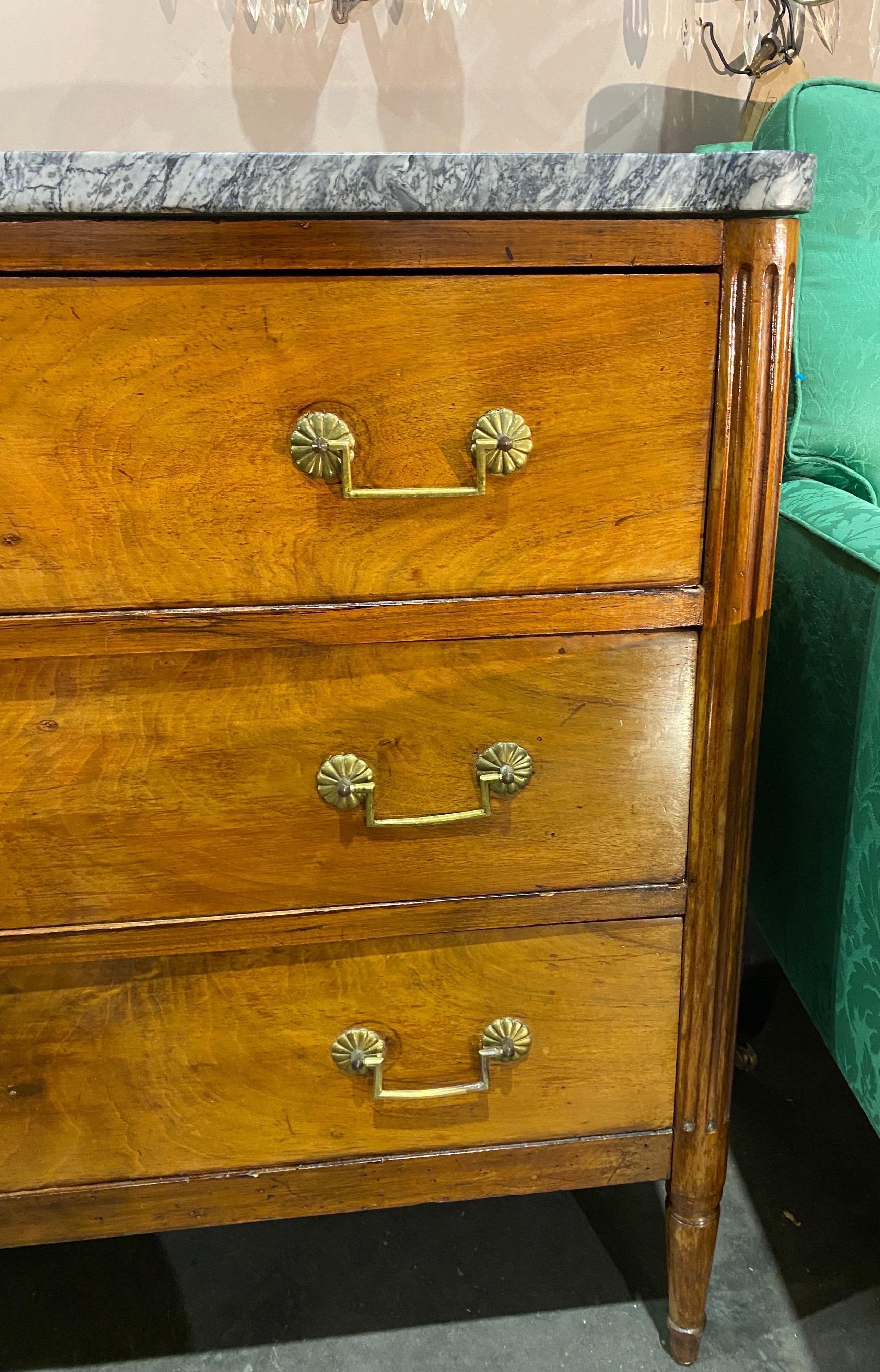 19th Century French Directoire Marble Top Chest In Good Condition In Richmond, VA