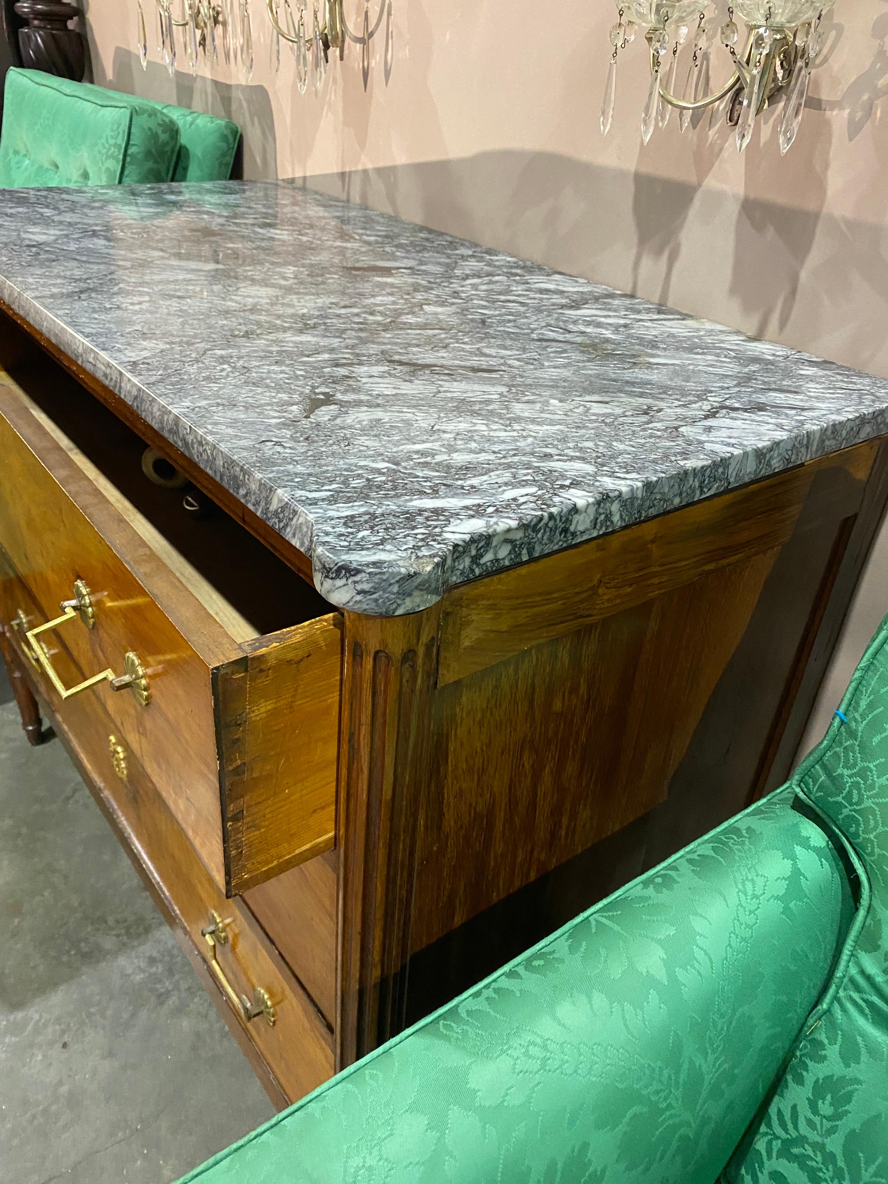 19th Century French Directoire Marble Top Chest 1