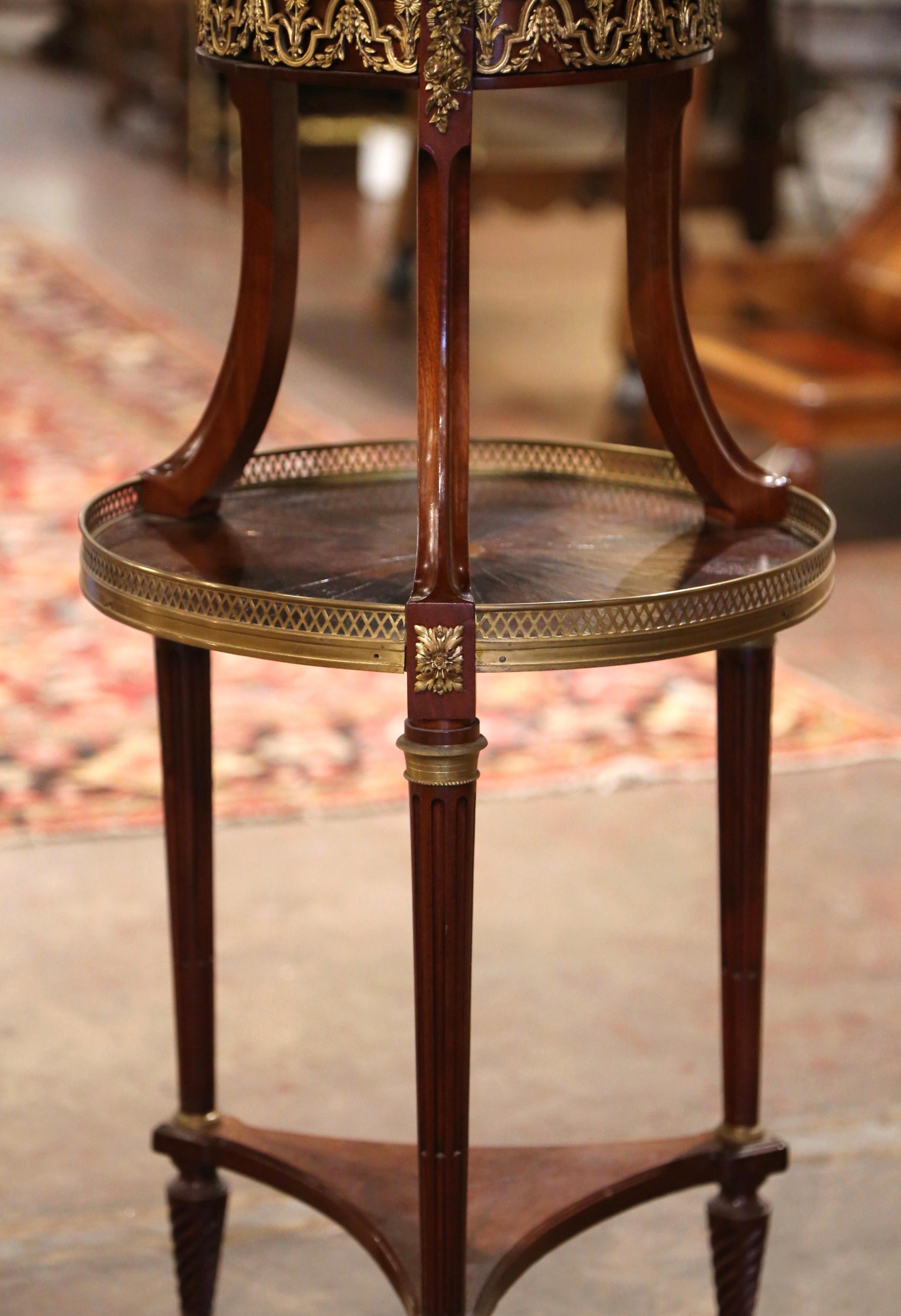 19th Century French Directoire Marble Top Mahogany Two-Tier Bouillotte Table For Sale 2