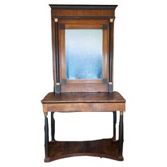 19th Century French Directoire Mirror and Console with Ebony Columns