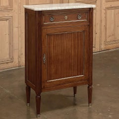 19th Century French Directoire Neoclassical Mahogany Marble Top Cabinet