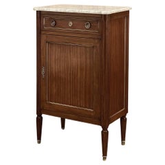 19th Century French Directoire Neoclassical Mahogany Marble Top Cabinet