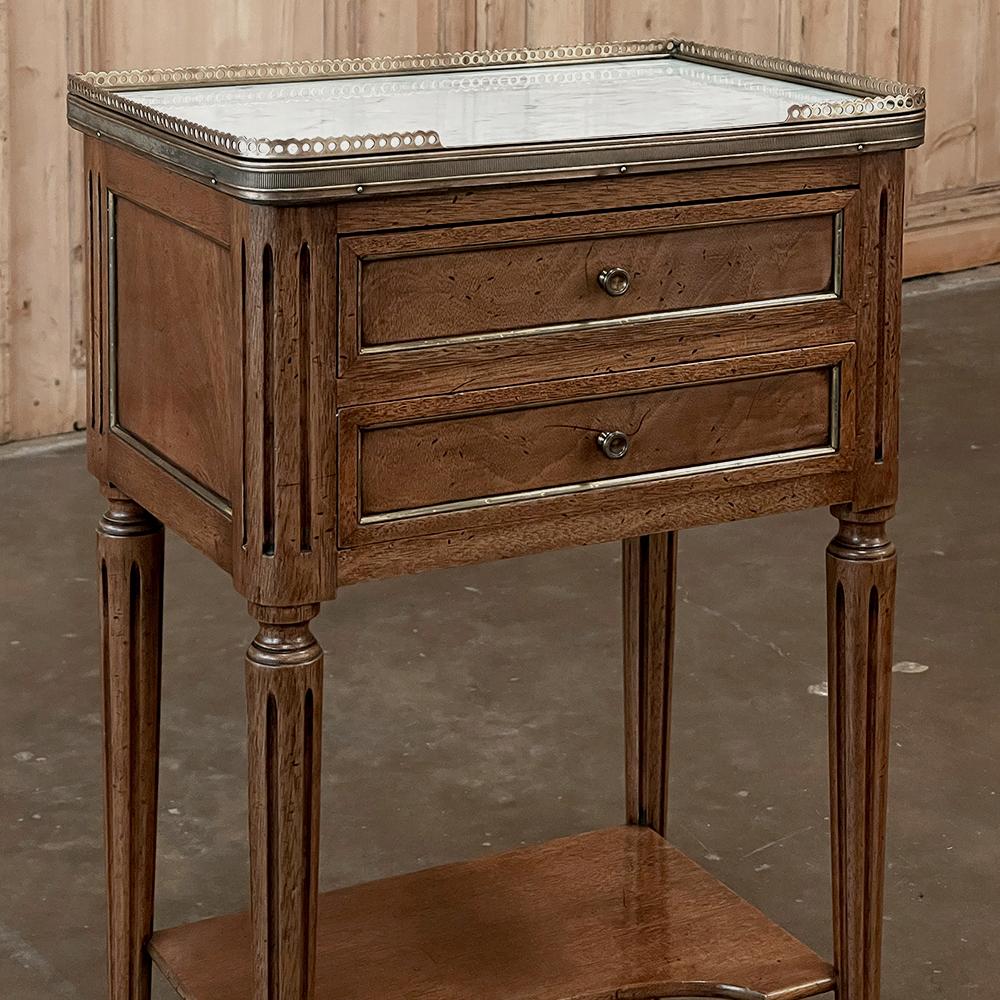19th Century French Directoire Neoclassical Marble Top Nightstand ~ End Table For Sale 4