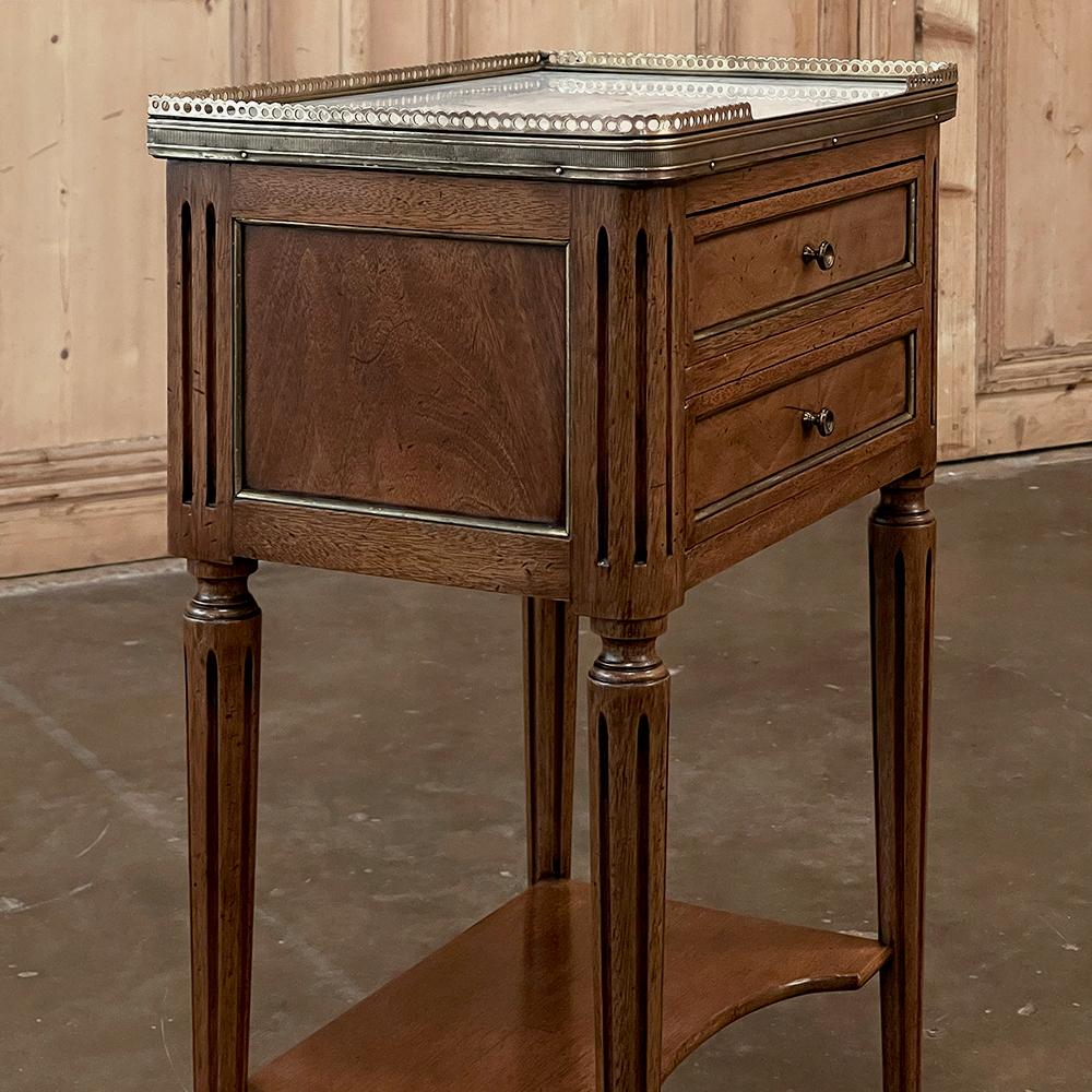 19th Century French Directoire Neoclassical Marble Top Nightstand ~ End Table For Sale 6