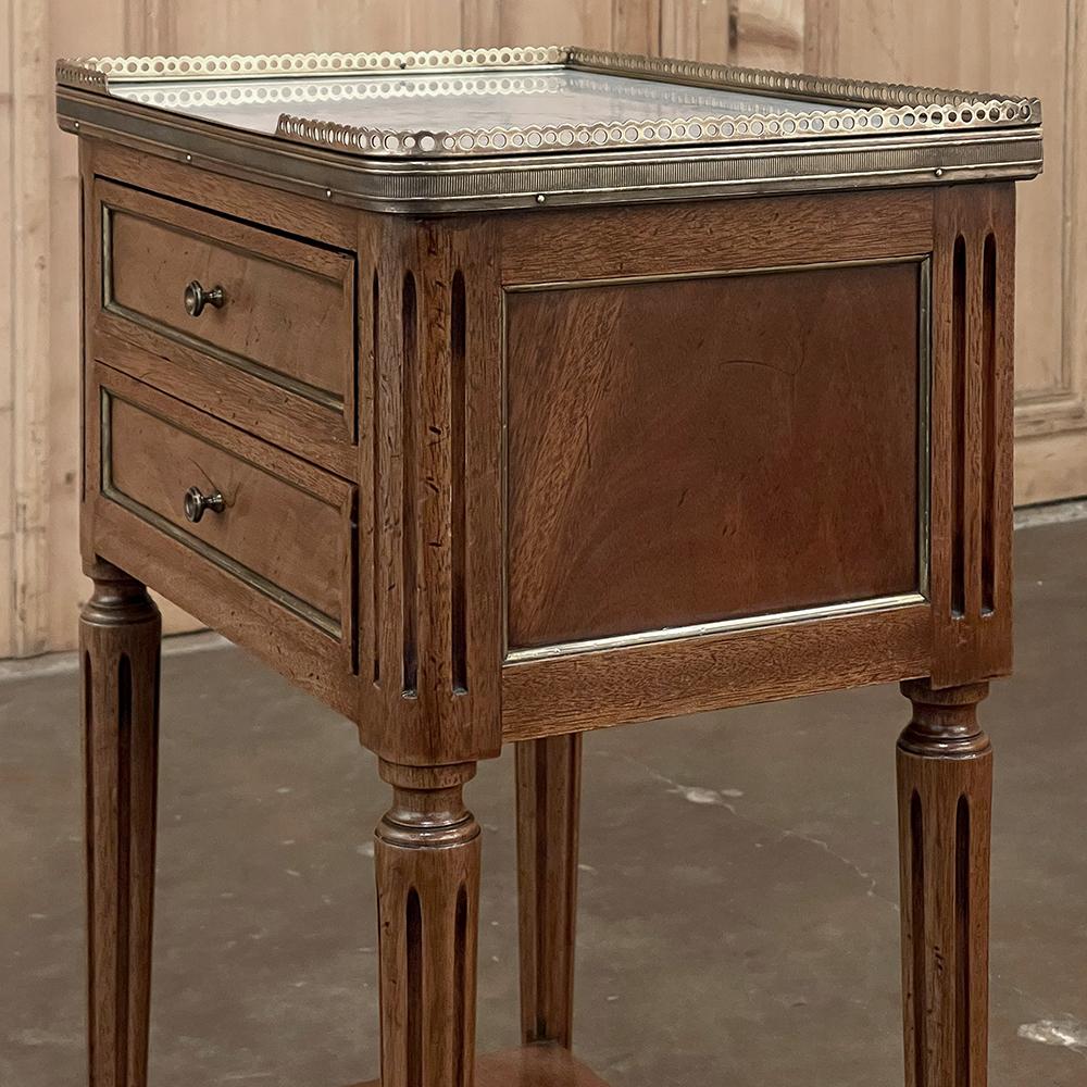 19th Century French Directoire Neoclassical Marble Top Nightstand ~ End Table For Sale 8