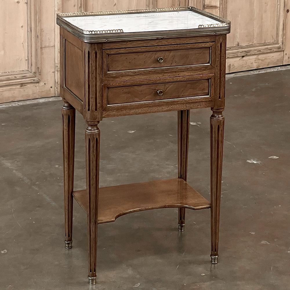 Late 19th Century 19th Century French Directoire Neoclassical Marble Top Nightstand ~ End Table For Sale