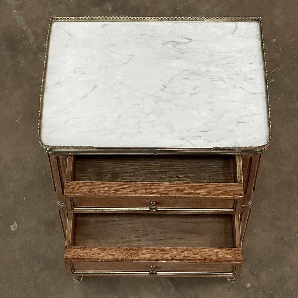 19th Century French Directoire Neoclassical Marble Top Nightstand ~ End Table For Sale 1