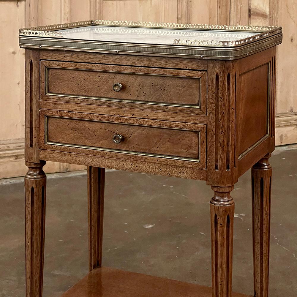 19th Century French Directoire Neoclassical Marble Top Nightstand ~ End Table For Sale 2