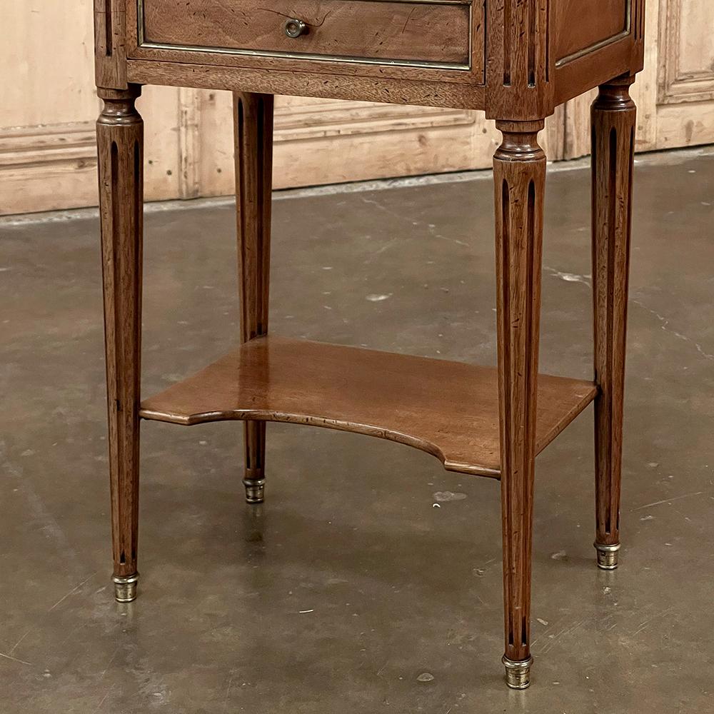 19th Century French Directoire Neoclassical Marble Top Nightstand ~ End Table For Sale 3