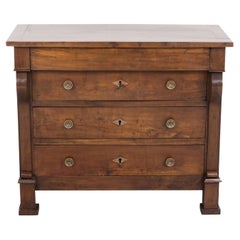 19th Century French Directoire Period Four Drawer Walnut Commode