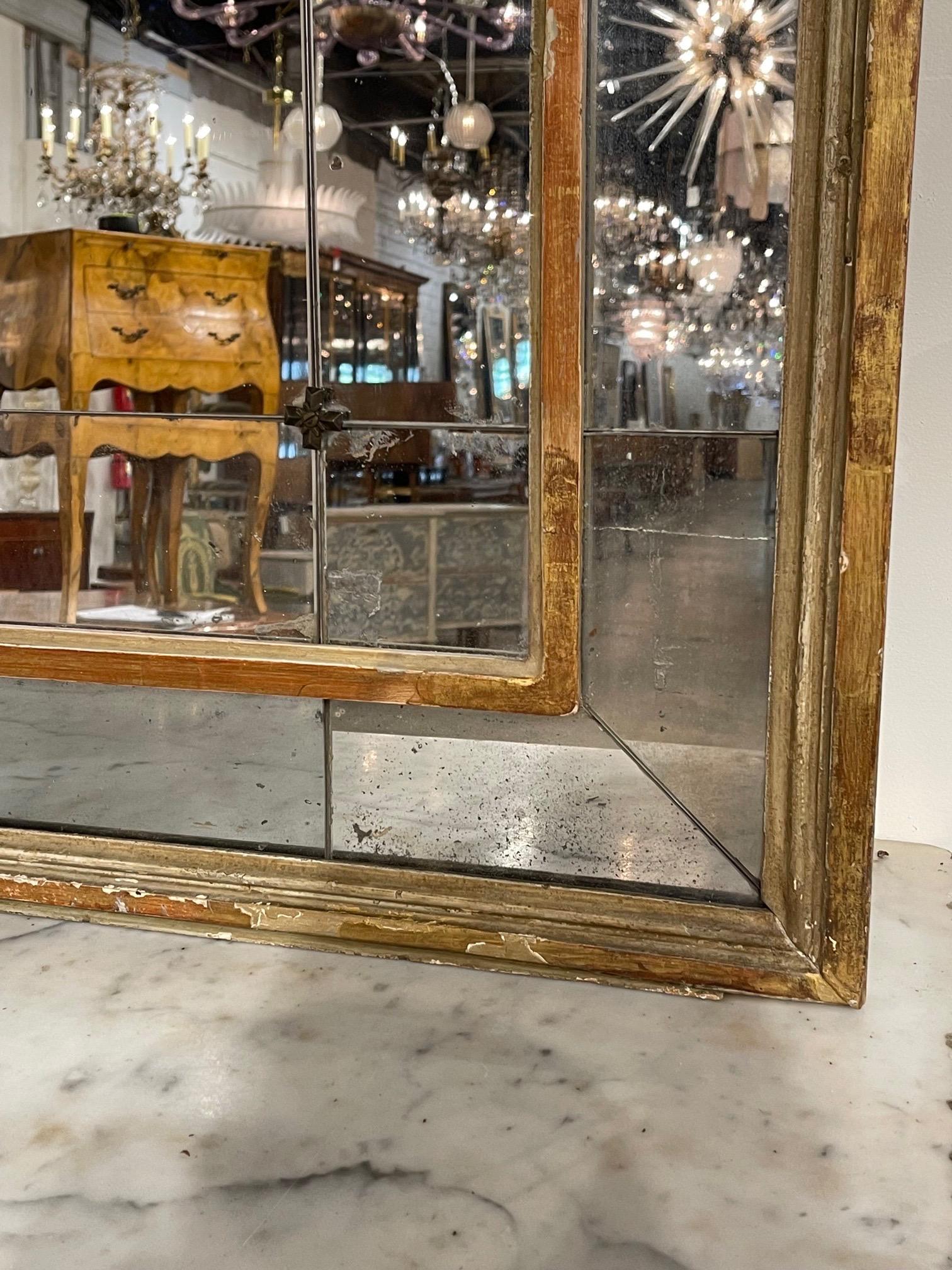 19th Century French Directoire Period Mirror with Divided Mercury Glass In Good Condition In Dallas, TX