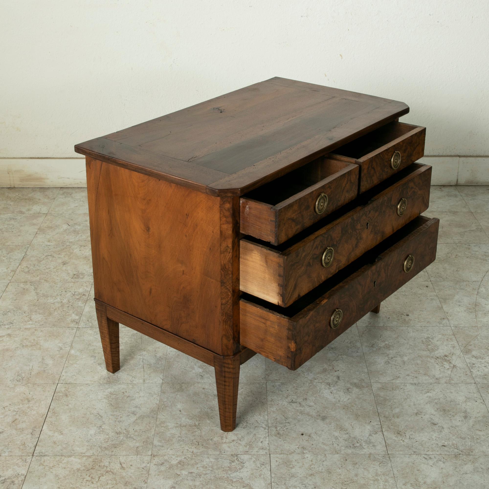19th Century French Directoire Small Scale Book Matched Walnut Chest or Commode 5