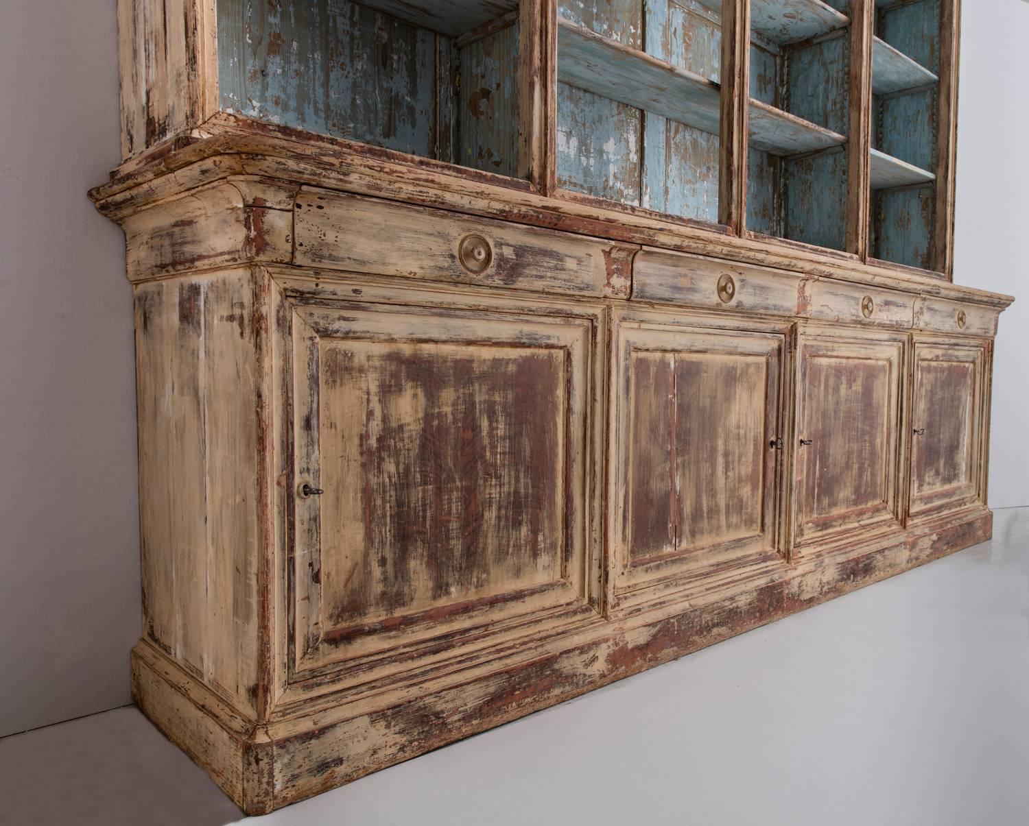 19th Century French Directoire Style Bibliothèque Bookcase in Original Paint 2