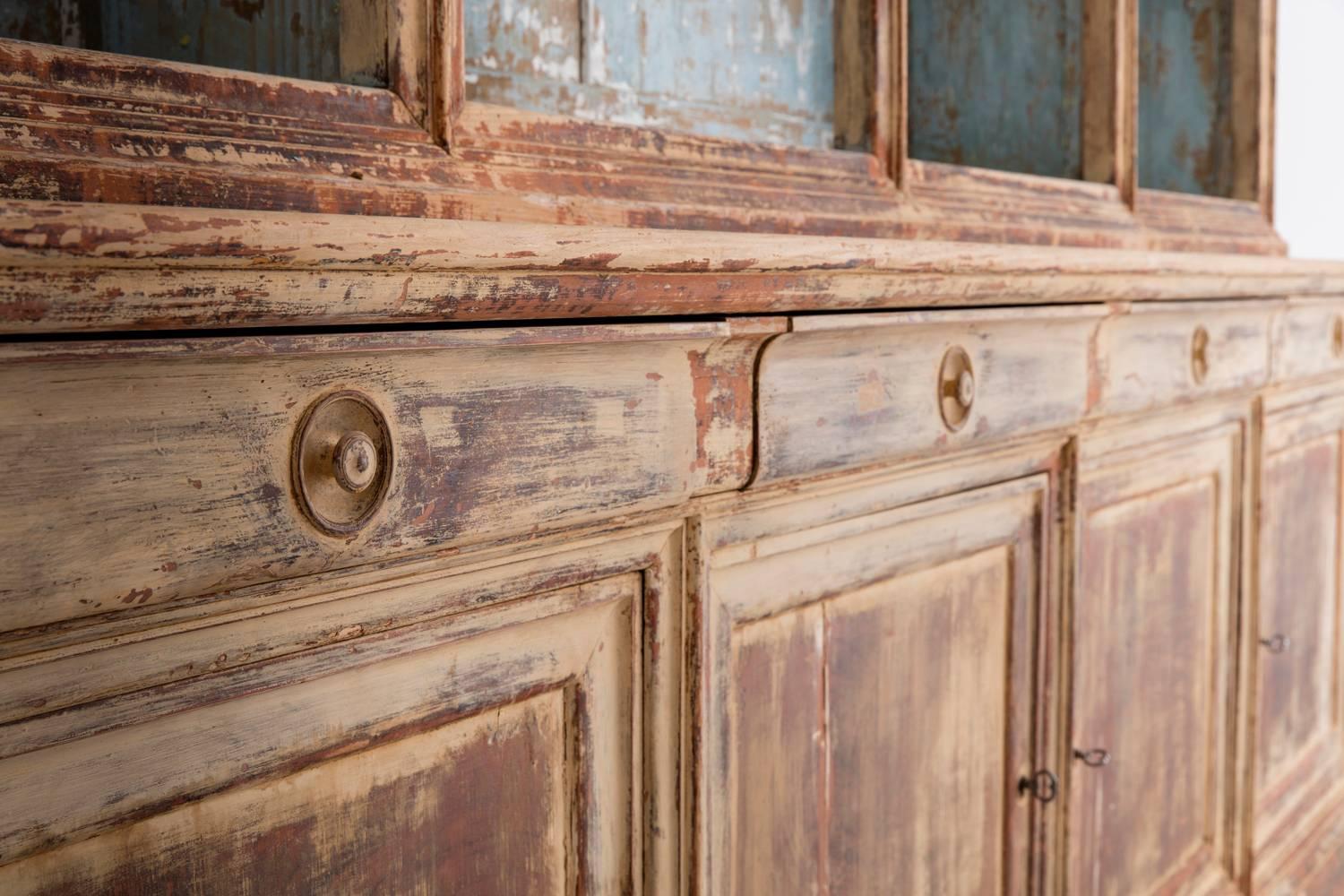 19th Century French Directoire Style Bibliothèque Bookcase in Original Paint 4