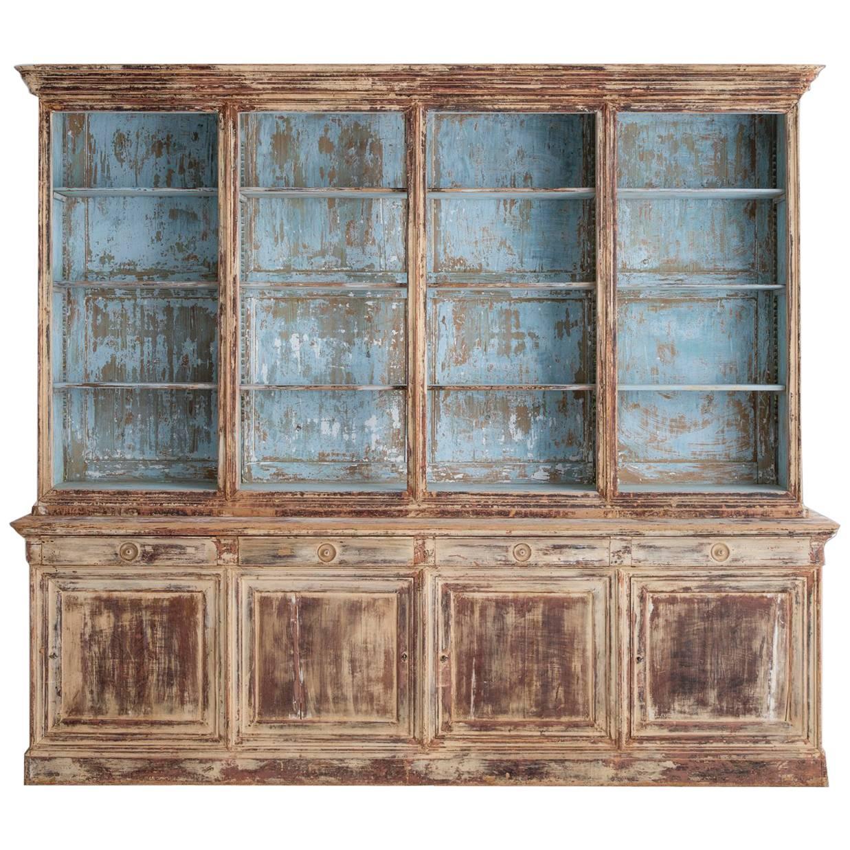 19th Century French Directoire Style Bibliothèque Bookcase in Original Paint